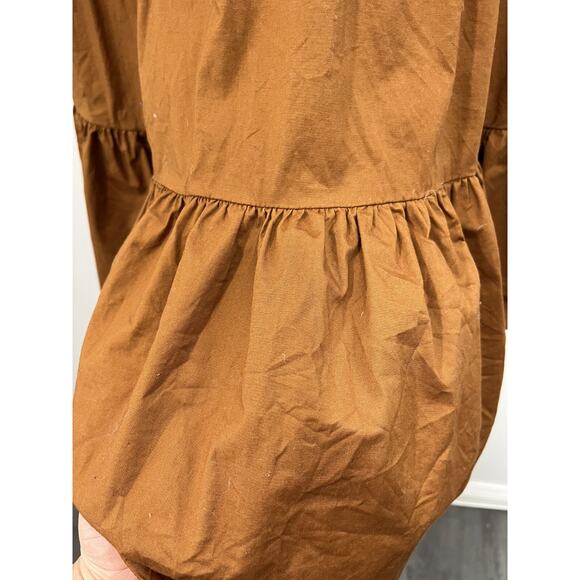 Boho Chic Avant Garde Cottagecore Lagenlook Tiered Dress M Art Terracotta Brown - Picture 14 of 16